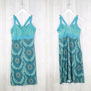 Prana Teal Green Print Athletic Dress Size Medium